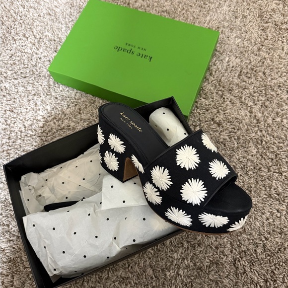 kate spade Shoes - Kate Spade Black and White Daisy Mules